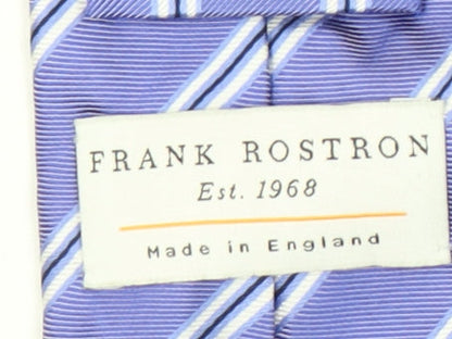 Mens Frank Rostron Purple Striped 100 Designer Tie