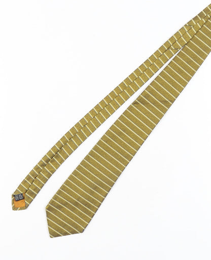 Mens Charles Tyrwhitt Gold Striped 100% Silk  Tie