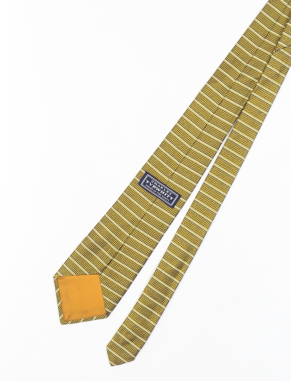 Mens Charles Tyrwhitt Gold Striped 100% Silk  Tie