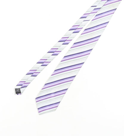 Thomas Nash Men's Purple Striped Slim Tie One Size
