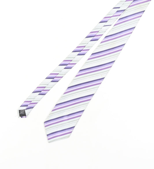Thomas Nash Men's Purple Striped Slim Tie One Size