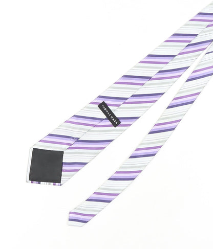 Thomas Nash Men's Purple Striped Slim Tie One Size