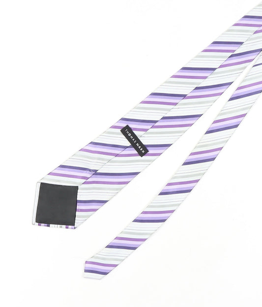Thomas Nash Men's Purple Striped Slim Tie One Size