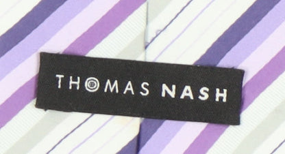 Thomas Nash Men's Purple Striped Slim Tie One Size
