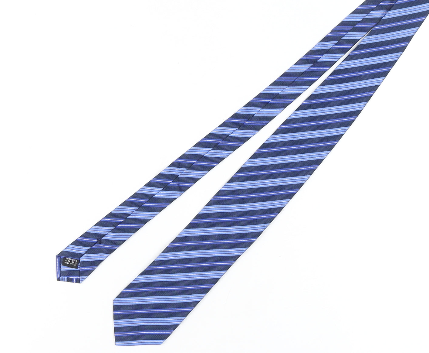 Mens Frank Rostron Blue Striped 100% Silk  Tie