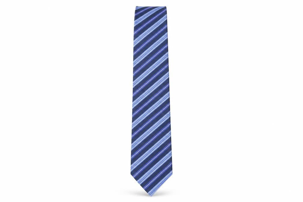 Mens Frank Rostron Blue Striped 100% Silk  Tie