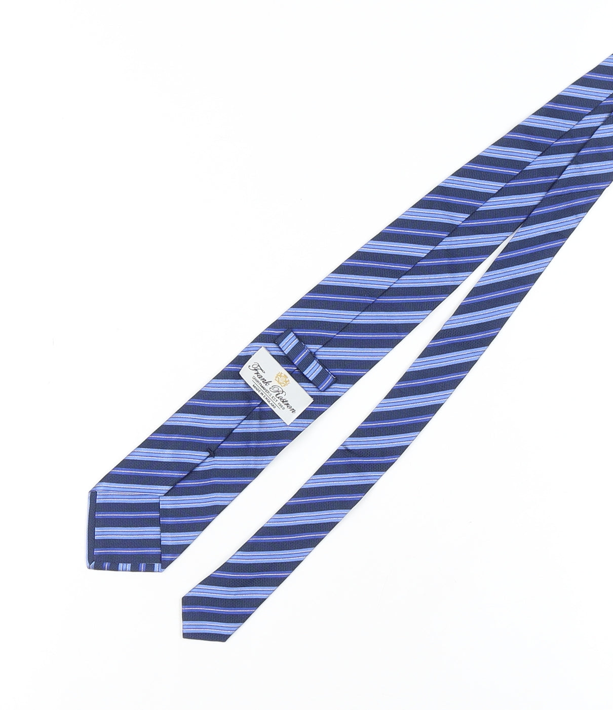 Mens Frank Rostron Blue Striped 100% Silk  Tie