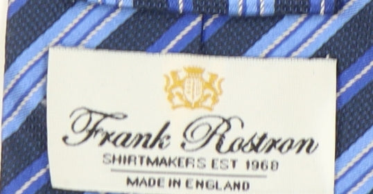 Mens Frank Rostron Blue Striped 100% Silk  Tie