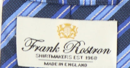 Mens Frank Rostron Blue Striped 100% Silk  Tie