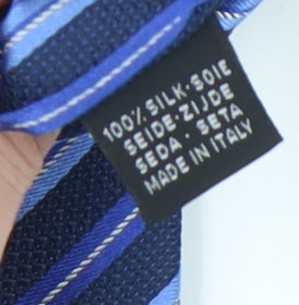 Mens Frank Rostron Blue Striped 100% Silk  Tie