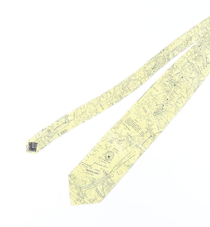 The Tie Studio Men's Yellow Map Silk Designer Tie