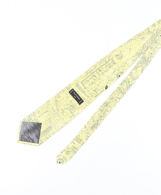 The Tie Studio Men's Yellow Map Silk Designer Tie