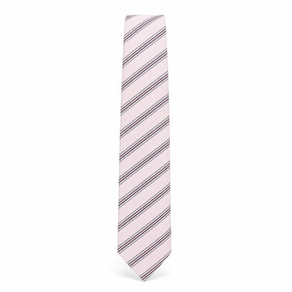 Mens Marks and Spencer Pink Striped 100% Silk  Tie