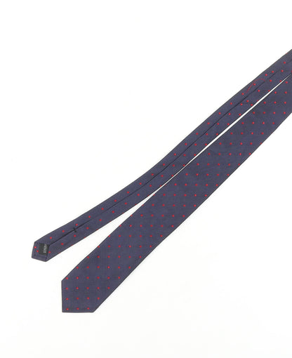 Mens Frank Rostron Blue Polka Dot 100% Silk  Tie