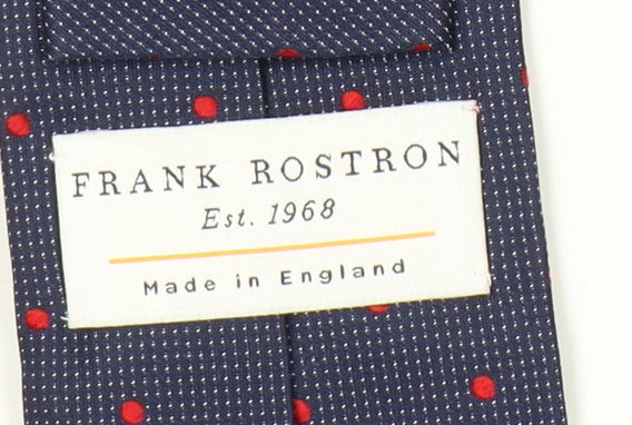 Mens Frank Rostron Blue Polka Dot 100% Silk  Tie
