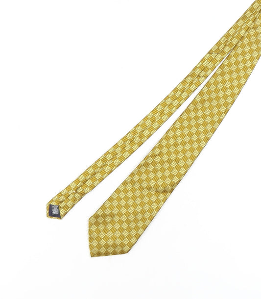 River Island Gold Men's Silk Tie in Plaid Pattern