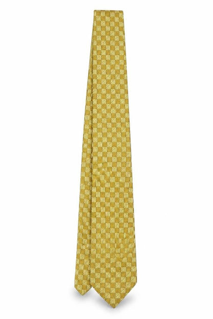 Mens River Island Gold Plaids & Checks 100% Silk  Tie