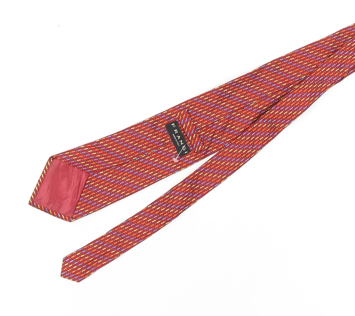 Mens Frangi Red Geometric 100% Silk Designer Tie