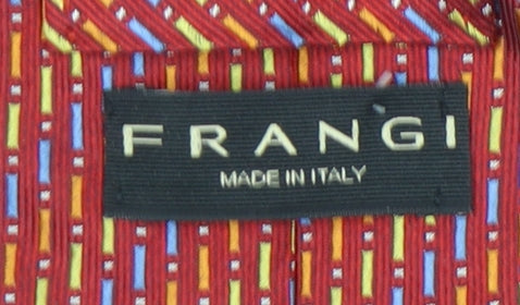 Mens Frangi Red Geometric 100% Silk Designer Tie