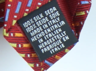 Mens Frangi Red Geometric 100% Silk Designer Tie