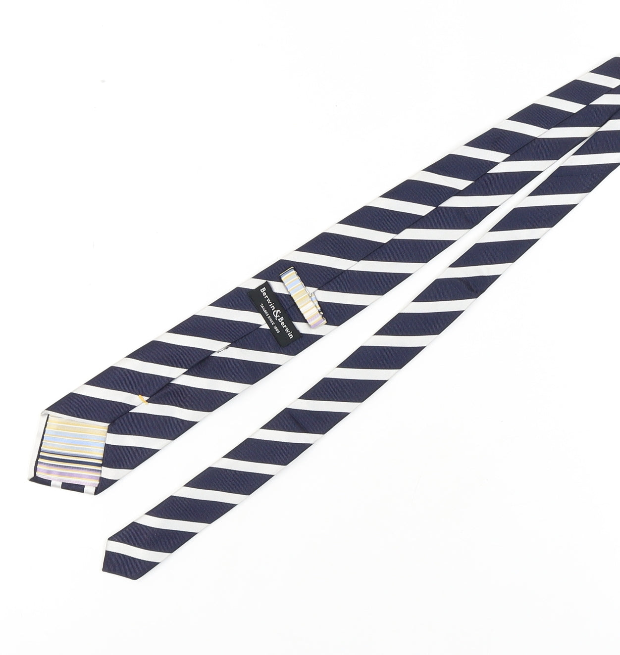 Mens Berwin & Berwin Blue Striped 100% Silk  Tie