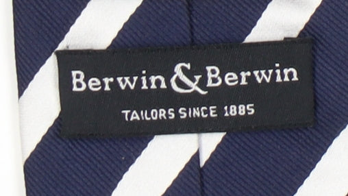 Mens Berwin & Berwin Blue Striped 100% Silk  Tie