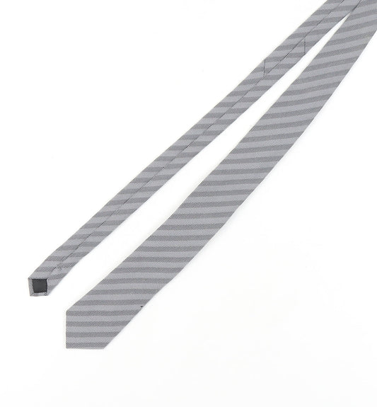 Reiss Men's Grey Herringbone Wool Silk Tie