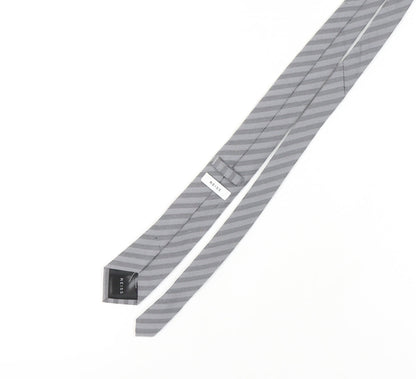 Reiss Men's Grey Herringbone Wool Silk Tie