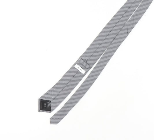 Reiss Men's Grey Herringbone Wool Silk Tie