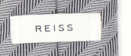 Reiss Men's Grey Herringbone Wool Silk Tie