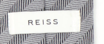 Reiss Men's Grey Herringbone Wool Silk Tie