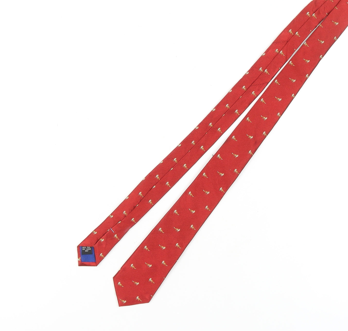 New & Lingwood Men's Red Silk Animal Print Tie