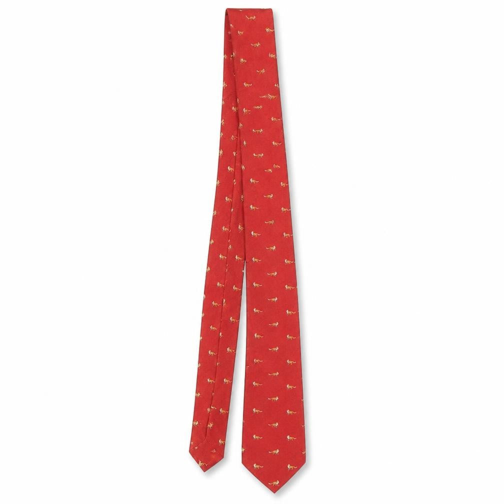 Mens New & Lingwood Red Animal Print 100% Silk  Tie