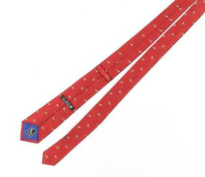 New & Lingwood Men's Red Silk Animal Print Tie
