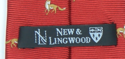 New & Lingwood Men's Red Silk Animal Print Tie