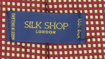 Silk Shop Men's Red Geometric Silk Tie