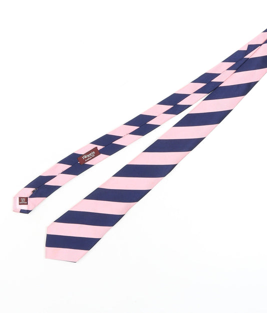 T.M.Lewin Men’s Pink Blue Striped Silk Tie One Size