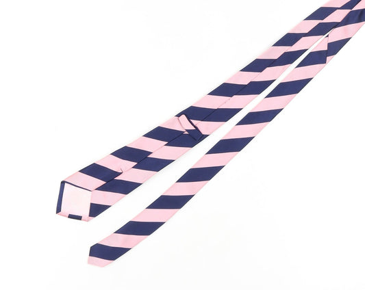 T.M.Lewin Men’s Pink Blue Striped Silk Tie One Size