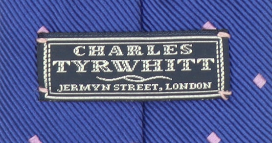 Mens Charles Tyrwhitt Blue Polka Dot 55% Silk 45% Cotton Slim Tie
