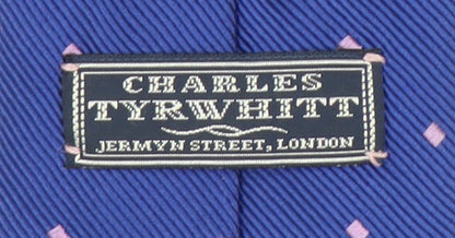 Mens Charles Tyrwhitt Blue Polka Dot 55% Silk 45% Cotton Slim Tie
