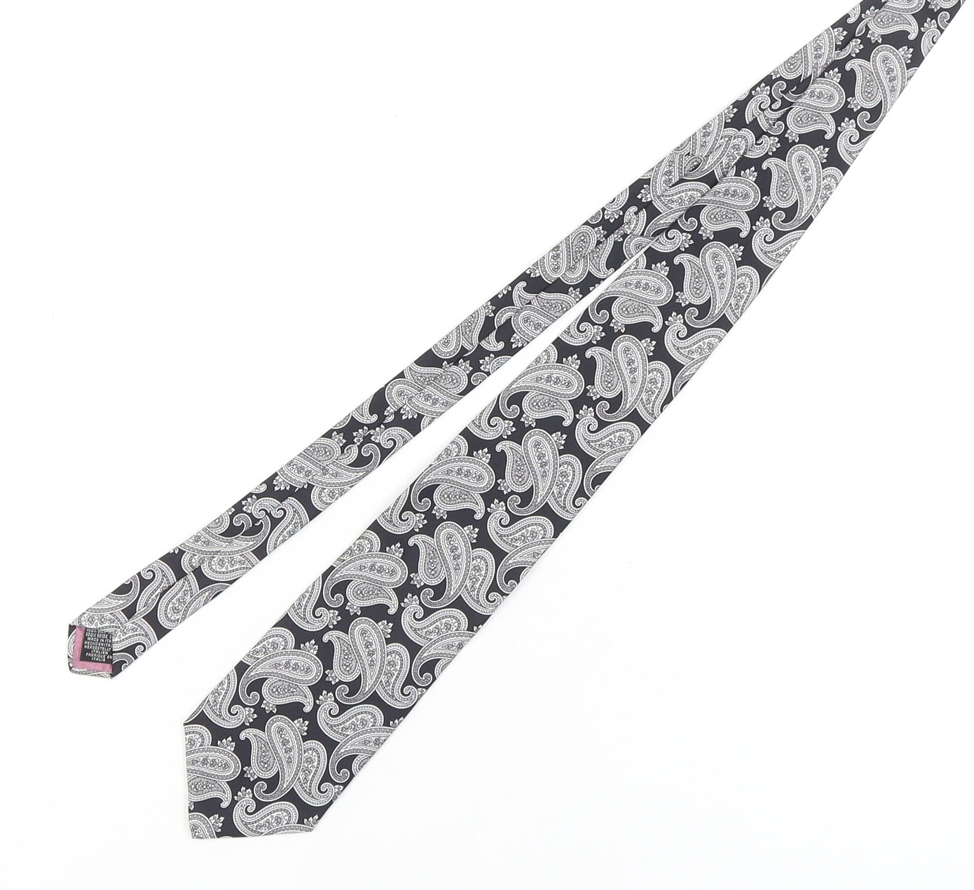 Windsor Men's Black Silk Paisley Tie - Elegant Formalwear