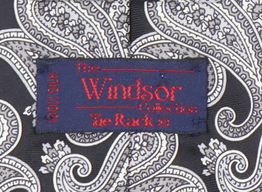 Windsor Men's Black Silk Paisley Tie - Elegant Formalwear