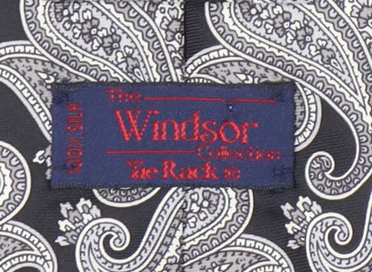 Windsor Men's Black Silk Paisley Tie - Elegant Formalwear