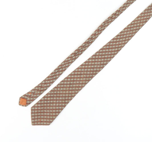 St Michael Men's Brown Plaid Wool Vintage Tie