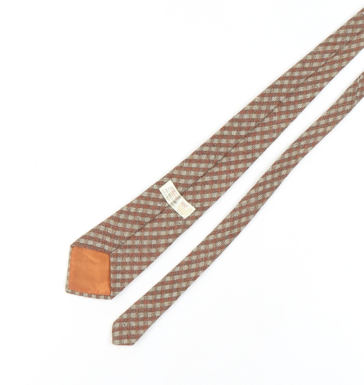 St Michael Men's Brown Plaid Wool Vintage Tie