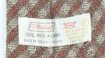 St Michael Men's Brown Plaid Wool Vintage Tie