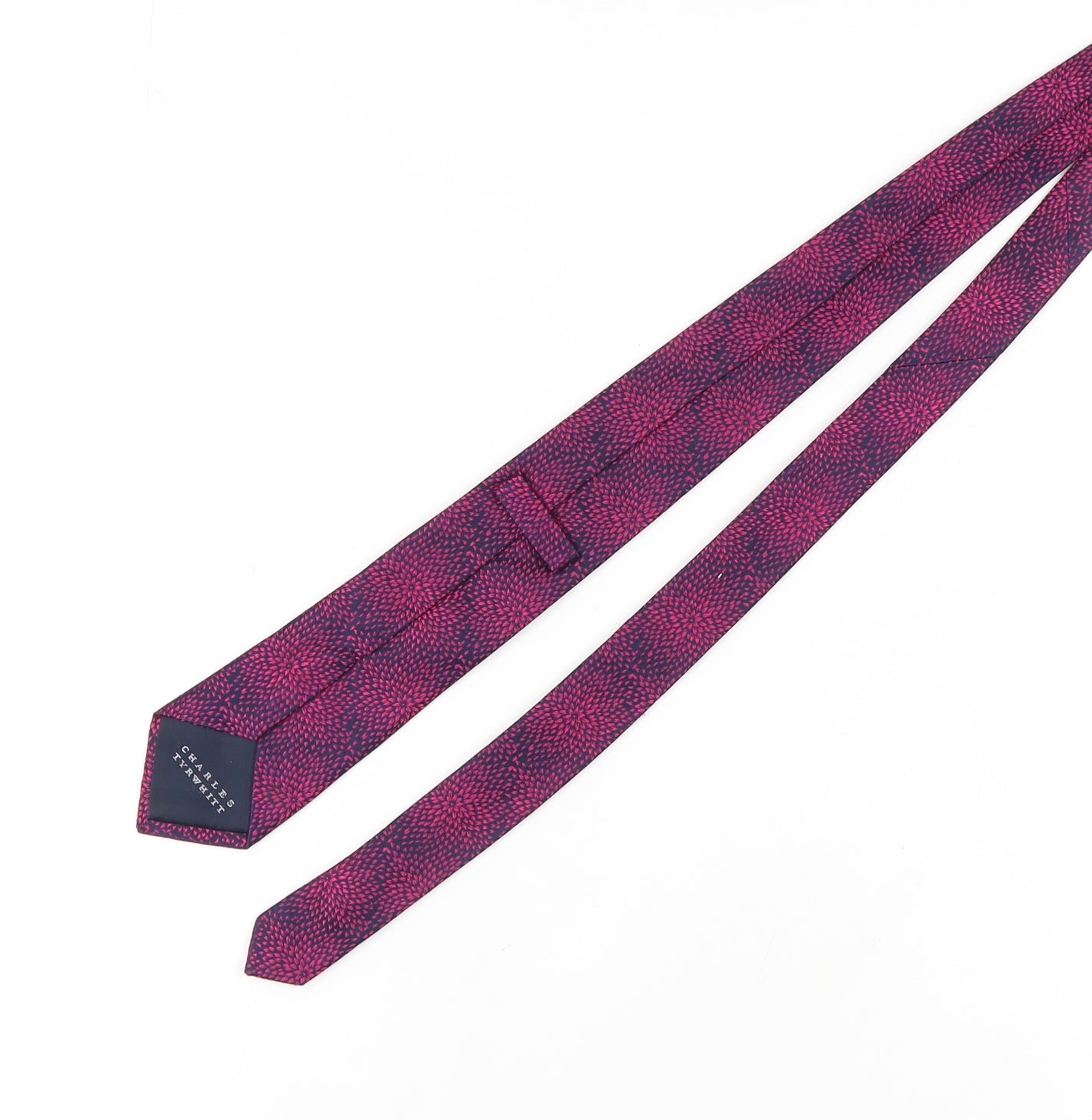 Mens Charles Tyrwhitt Pink Geometric 100% Silk Slim Tie