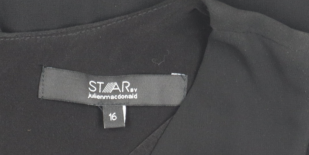 Womens UK Size 16 Star by Julien Macdonald Black Basic Blouse