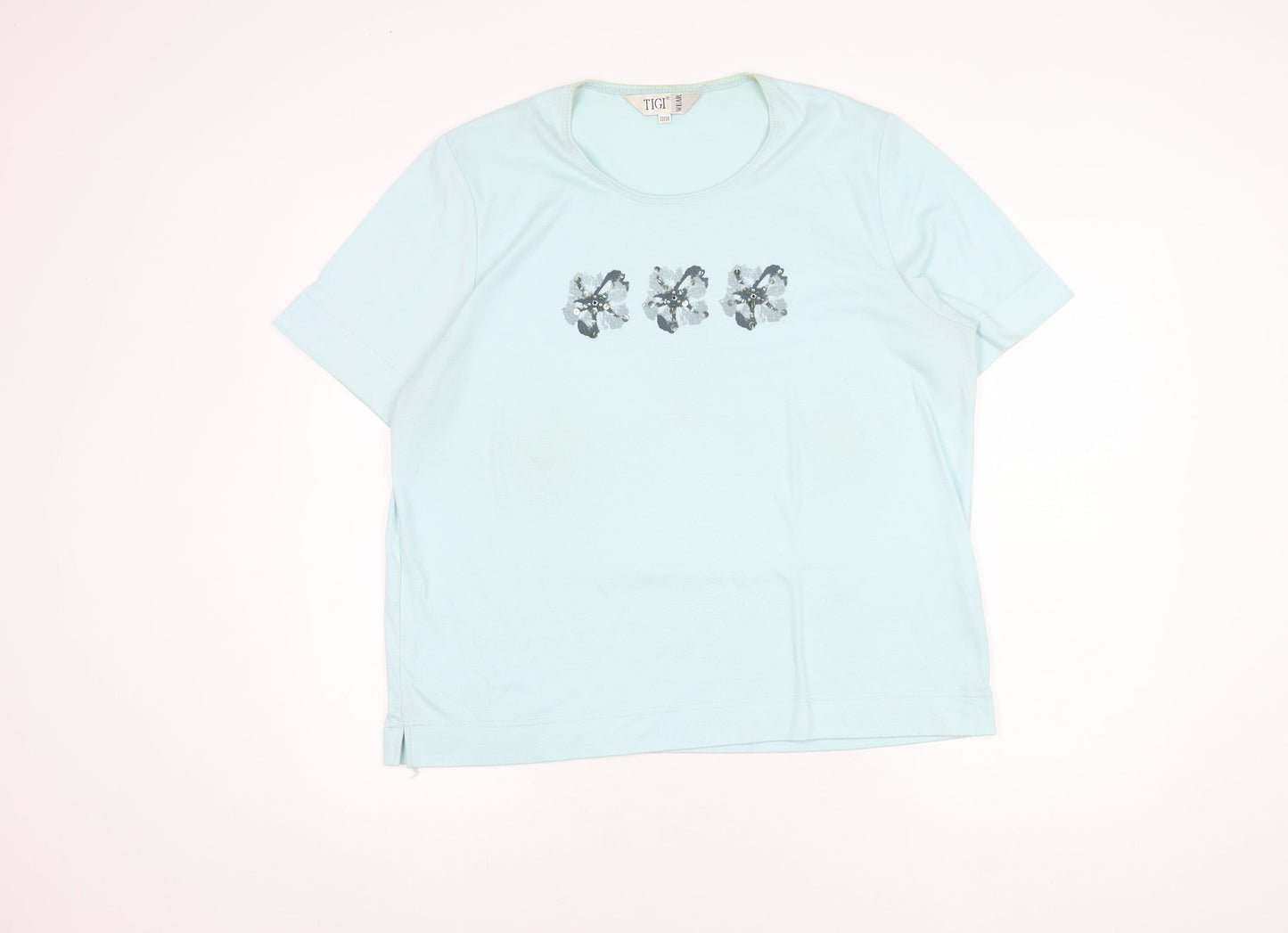 Womens UK Size 22 TIGI WEAR Blue Basic T-Shirt