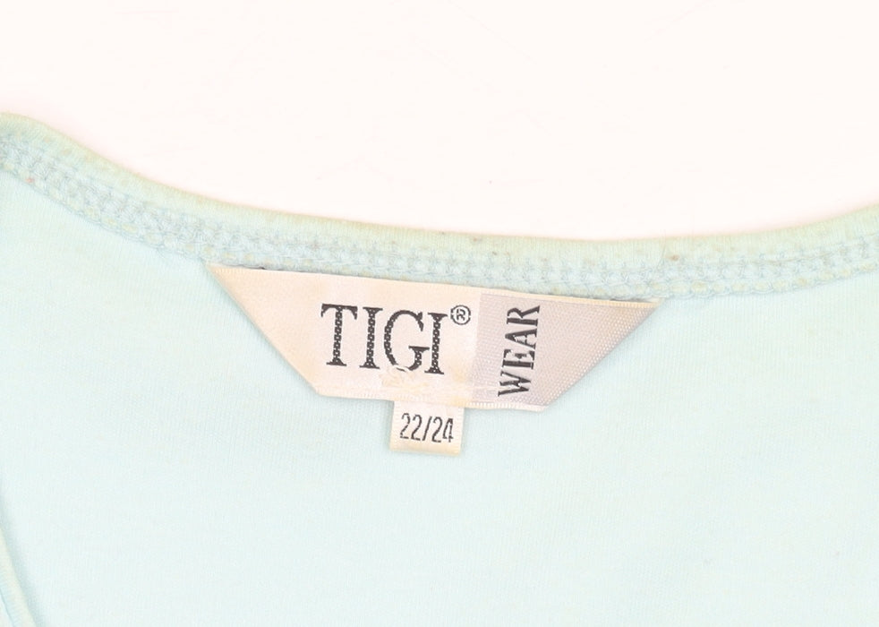 Womens UK Size 22 TIGI WEAR Blue Basic T-Shirt